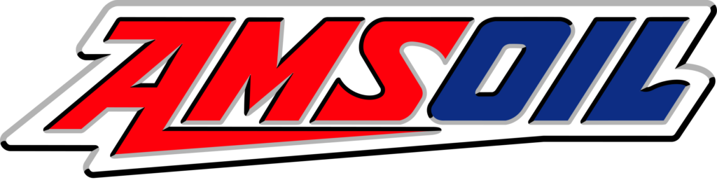 Logo badge with bold red lettering transitioning to blue letters, outlined in white and black, forming a stylized wordmark. Replace with exact brand text if known.